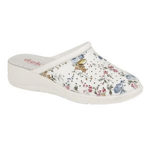 Dek Womens/Ladies Floral Leather Clogs / White